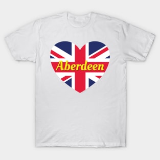 Aberdeen Scotland UK British Flag Heart T-Shirt